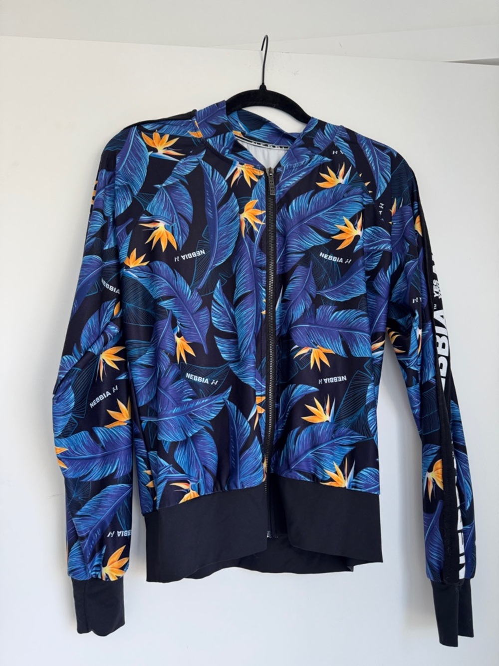 Tropical Blue Leaf Zip-Up Jacket